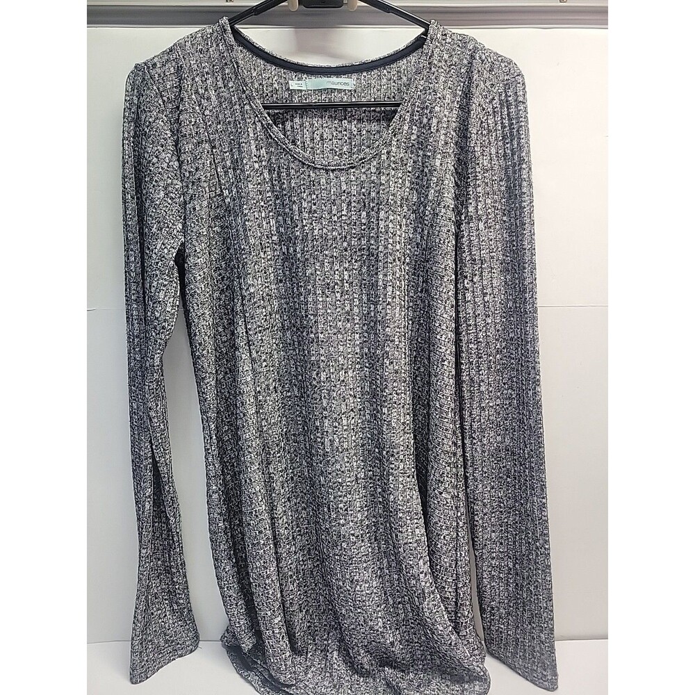 Maurices Women L Large Gray‎ Long Sleeve Round Neck Dress Shirt